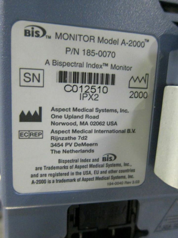 Aspect Medical A-2000 Bis XP 185-0070 XP Brain Monitor W/ DSC-XP Module