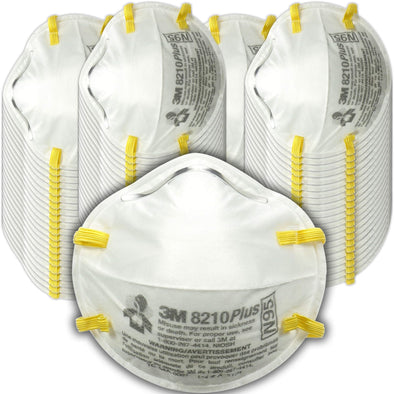 3M Particulate Respirator 8210Plus, Pack of 160, N95, 8210+, Adjustable Noseclip