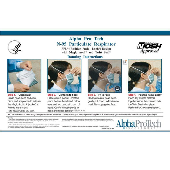 Alpha Pro Tech Particulate Respirator 695, Teal Stripe, One Size Fits All, Pack