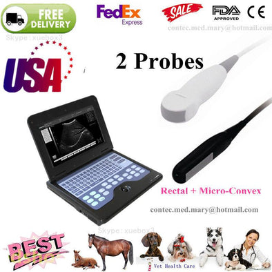 VET Veterinary portable Ultrasound Scanner Machine+2 Probes,Cow/Horse/Dog/Cat,US 658126923446
