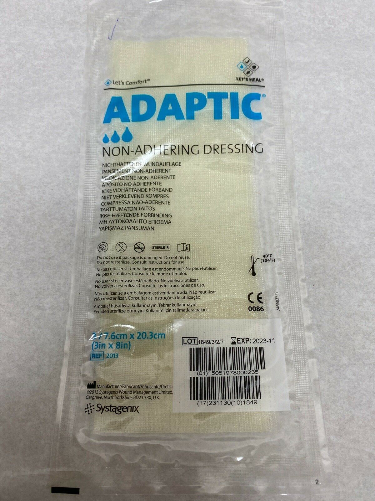 Adaptic Non-Adhering Dressing 3 / 7.6CM X 20.3CM Adaptic Non-Adhering Dressing 3 / 7.6CM X 20.3CM