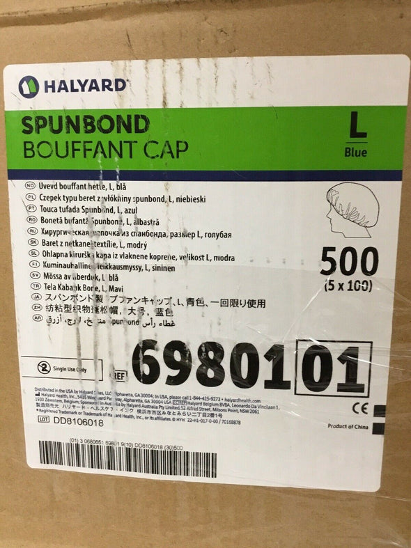 Halyard Spunbond Blue Large Bouffant Cap # 69801 (189KMD)