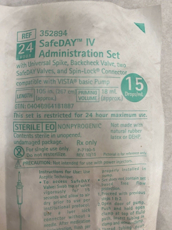 B Braun 24 Hour SafeDay IV Administration Set 352894 | CEDESP-137