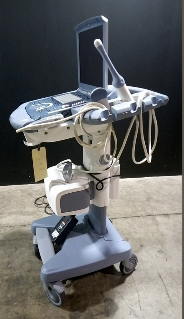 GE VOLUSON-E PORTABLE ULTRASOUND MACHINE WITH 2 PROBES RIC5-9W, AB2-7